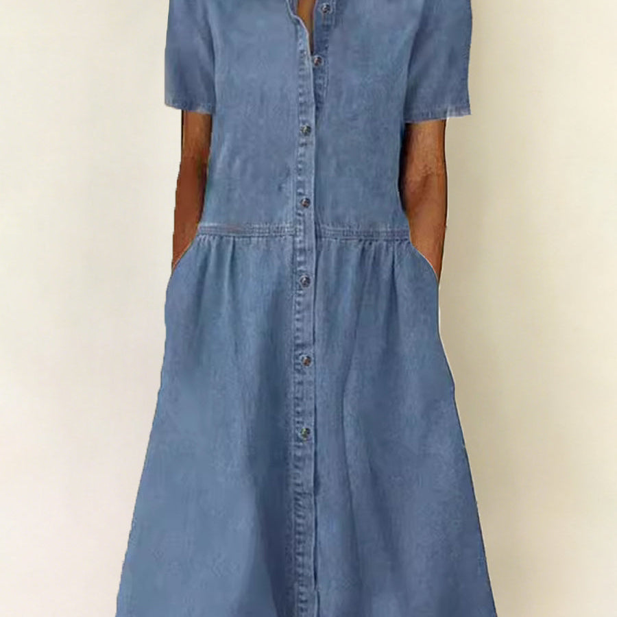 Carolina - Kurzärmliges Jeanskleid